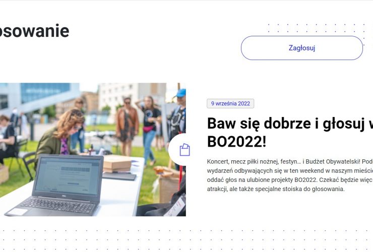zrzut ekranu ze strony bo.gdynia.pl BO2022 - Budżet Obywatelski 2022 Gdynia
