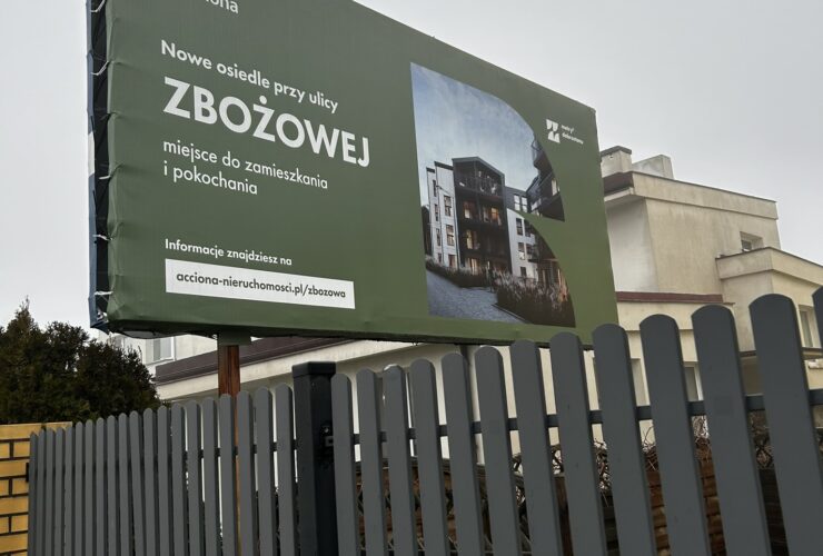 Billboard reklamujące inwestycję na Zbożowej