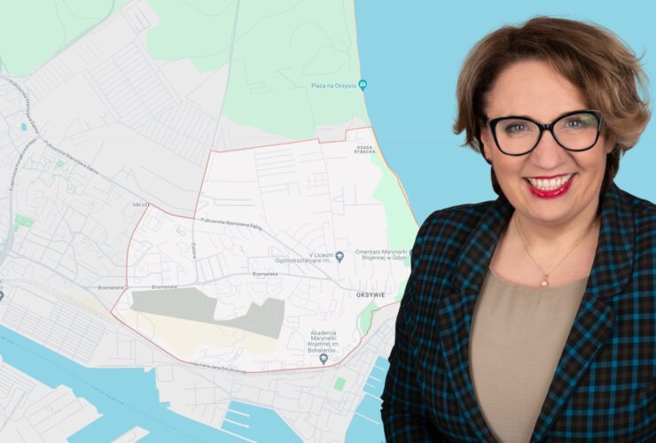 kolaż dwóch zdjęć: Mapa Gdyni Północ (zrzut ekranu Google Maps) oraz zdjęcie Anety Banach